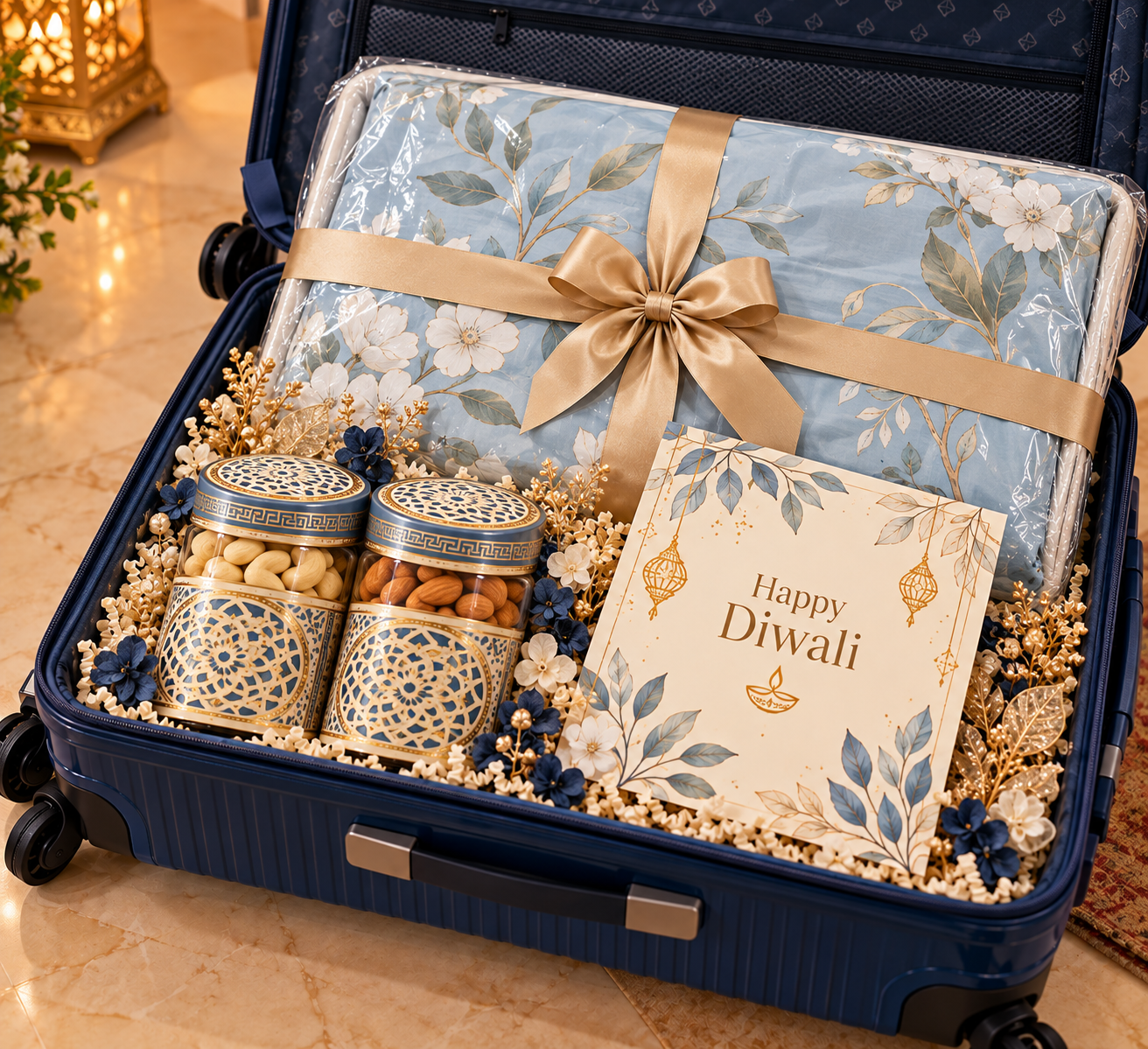 Premium blue trolley with curated Diwali gifts